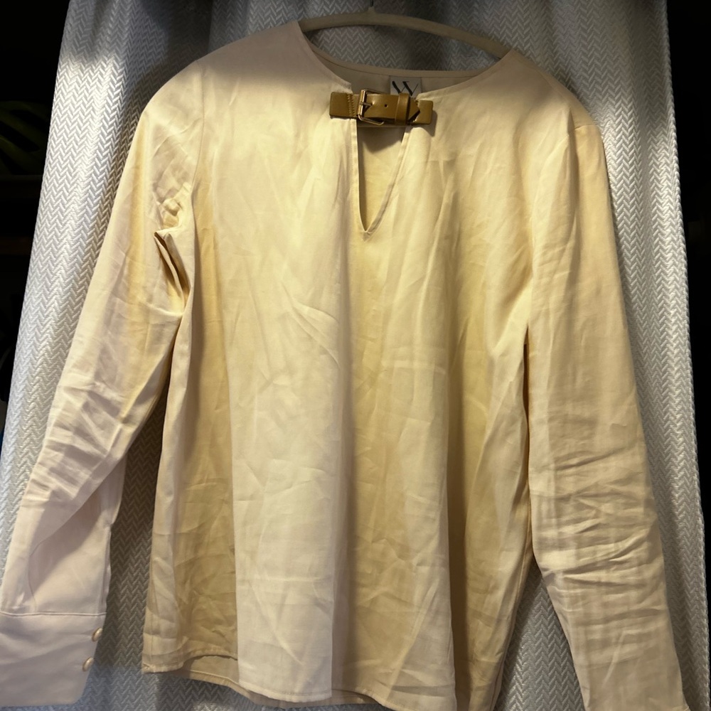 Cream Shirt with Bow Detail